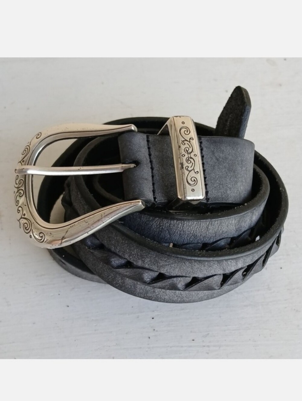 Brighton Leather Belt with Silver Hardware